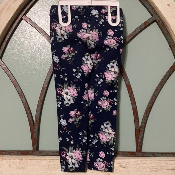 Girls’ 4T Janie and Jack Blue Floral Ponte Pants - Picture 4 of 7